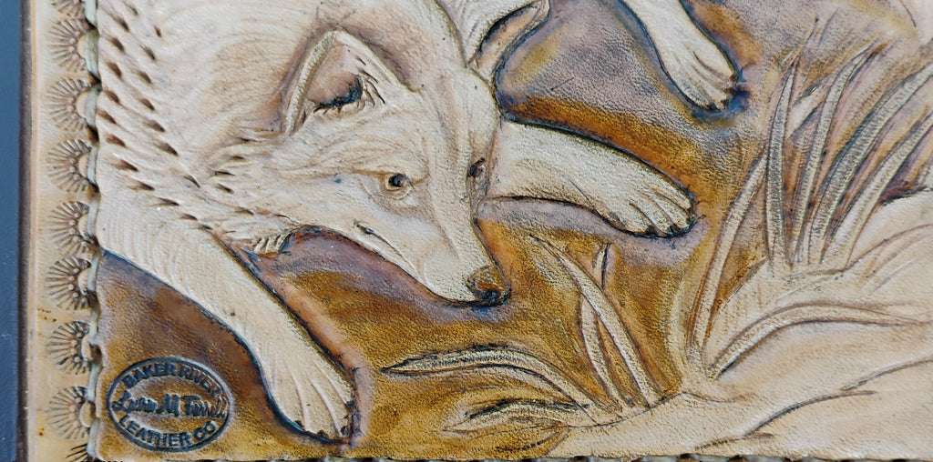 Hand-Tooled Leather Fox Art | Original Carved Leather Wall Piece