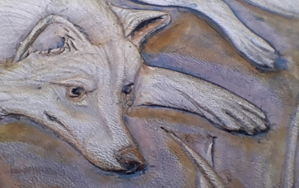 Hand-Tooled Leather Fox Art | Original Carved Leather Wall Piece