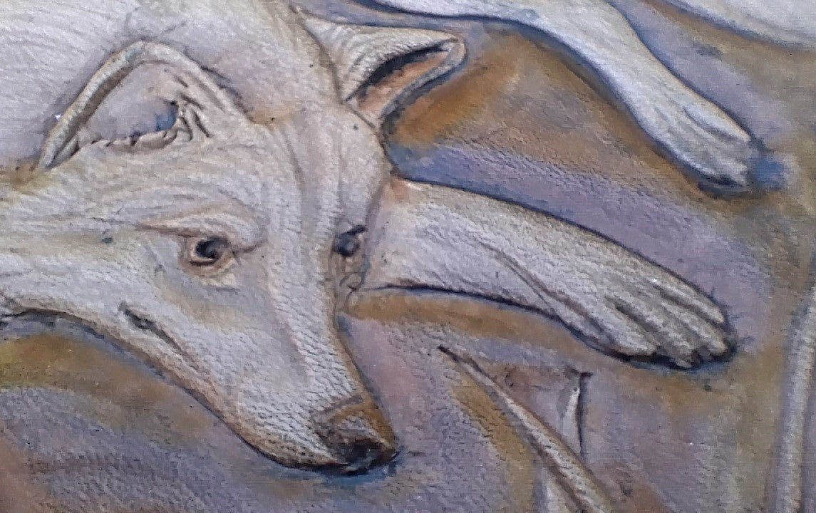 Hand-Tooled Leather Fox Art | Original Carved Leather Wall Piece